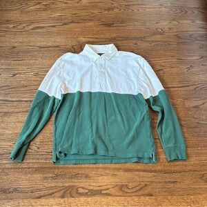 J. crew green color block 1984 rugby shirt men’s size medium